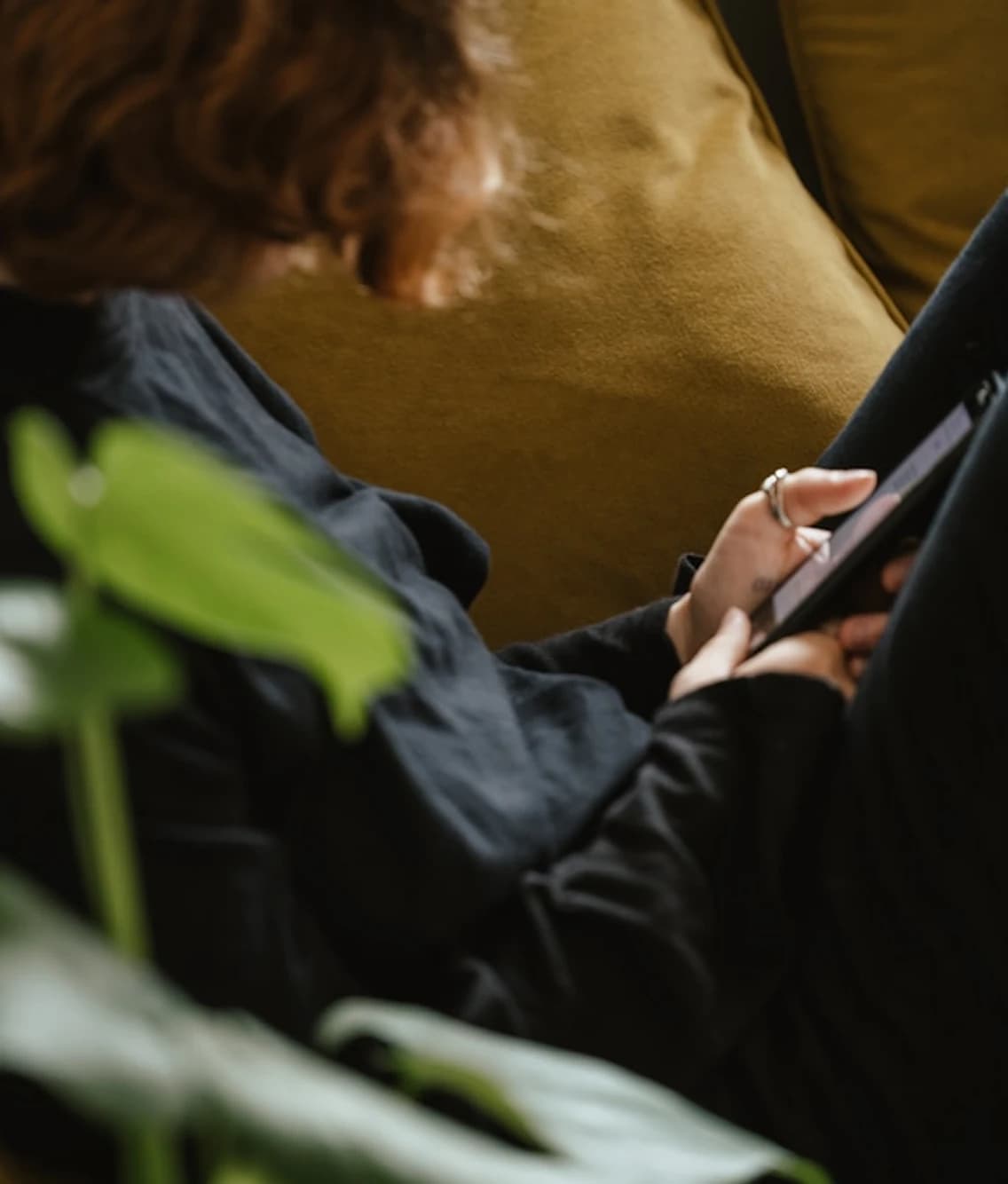 Patient using a tablet at home