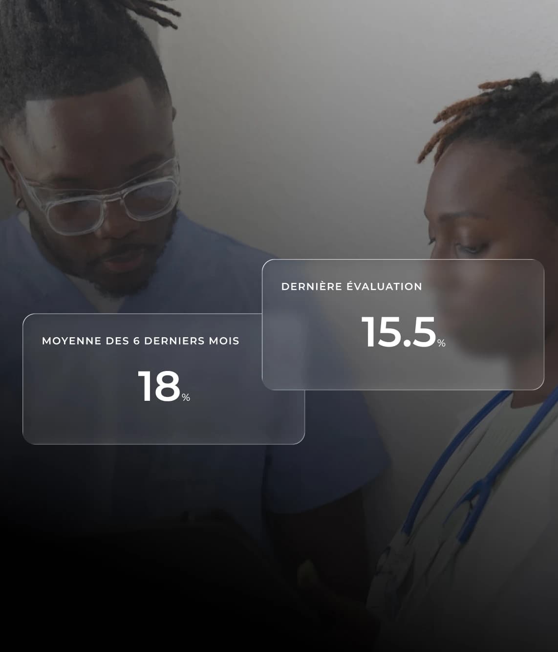 Pratique médicale — professionnels de santé avec données de suivi patient